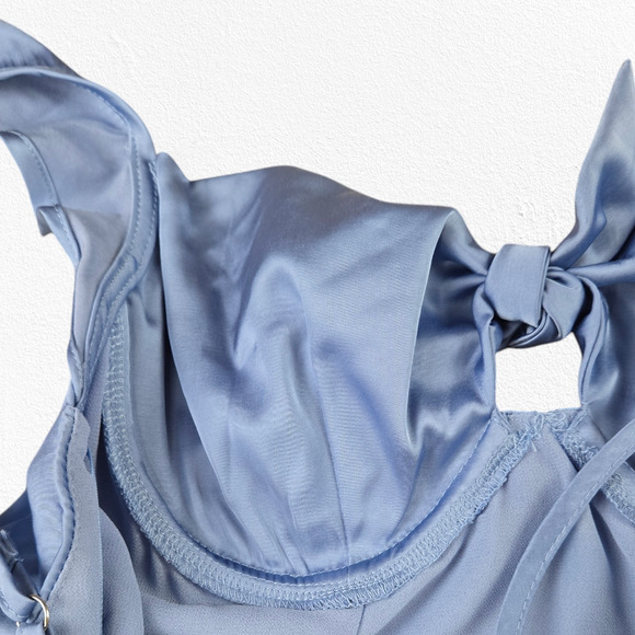 ASTR the Label Baby Blue Ruffle Coquette Marla Babydoll Mini Dress Size Medium - Picture 8 of 14